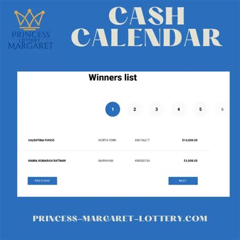 princess margaret daily cash winners.